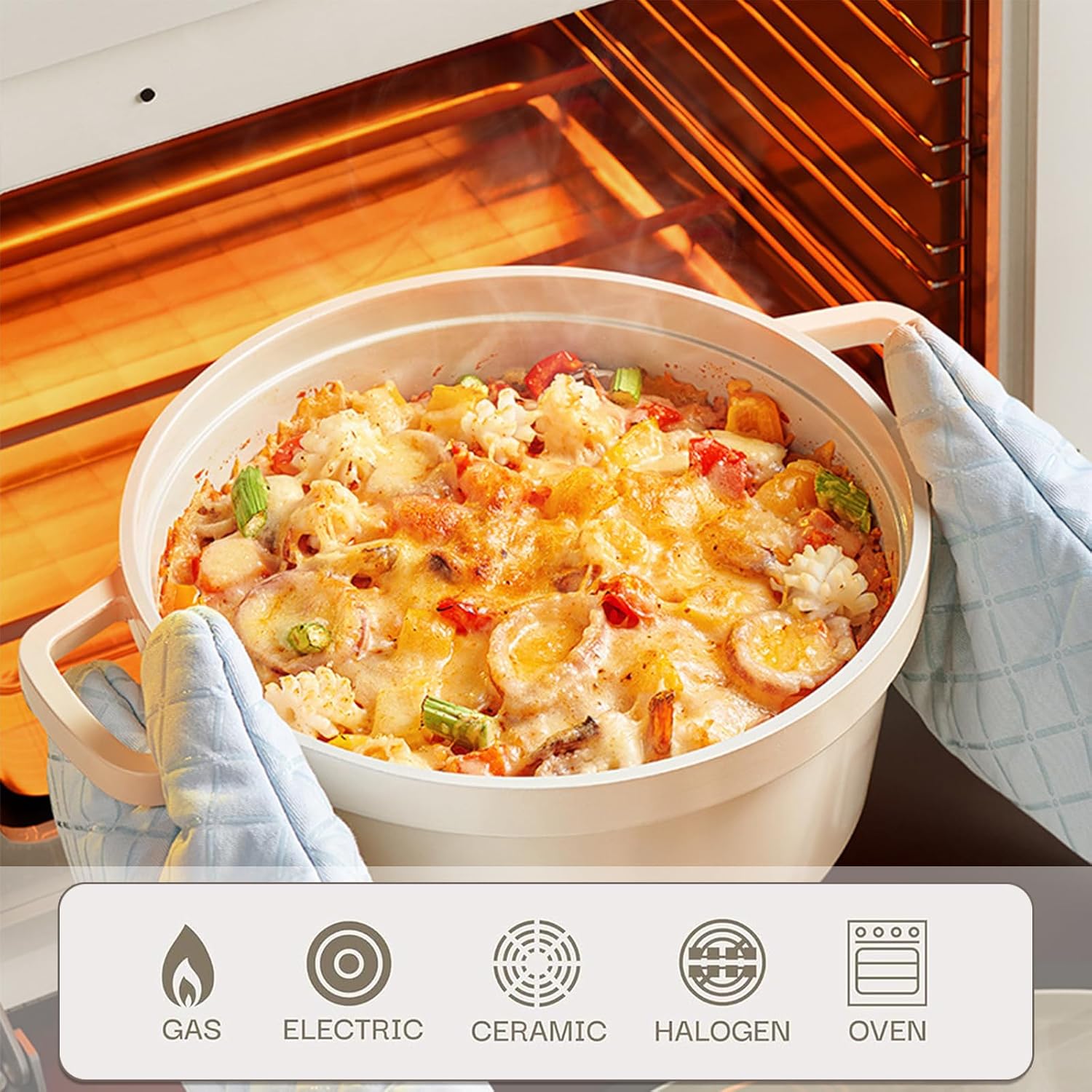 Enamel Dutch Oven with Lid,2.9 QT Nonstick Lightweight Ceramic Saucepan with Dual Handle,Cooking Pot for Multiple Stoves,PFOA Free (White)