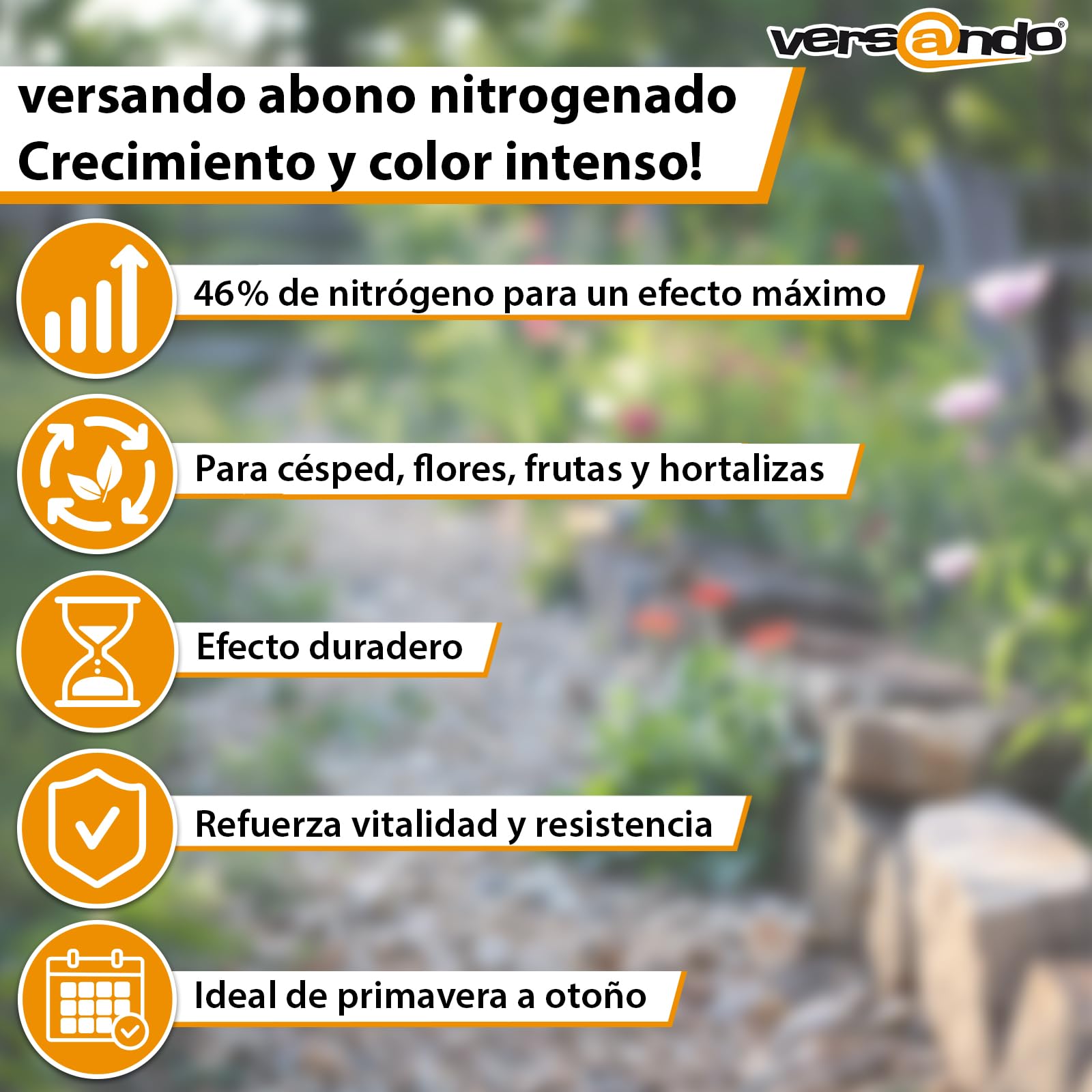 versando 10kg de abono nitrogenado hasta 1000m² - 46% de UREA para césped, | hortalizas y flores, crecimiento exuberante y efecto a largo plazo