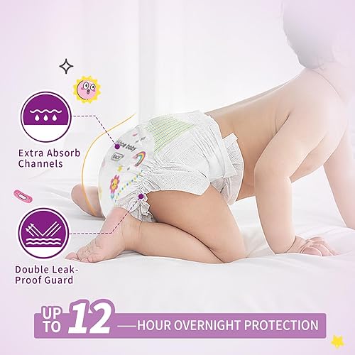 Miniatura 3 de Pañales talla 3 (16-28 libras) Pañales desechables Newbron Baby Dry, 68 unidades unisex de ajuste de 360 grados, hipoalergénicos y sin perfume