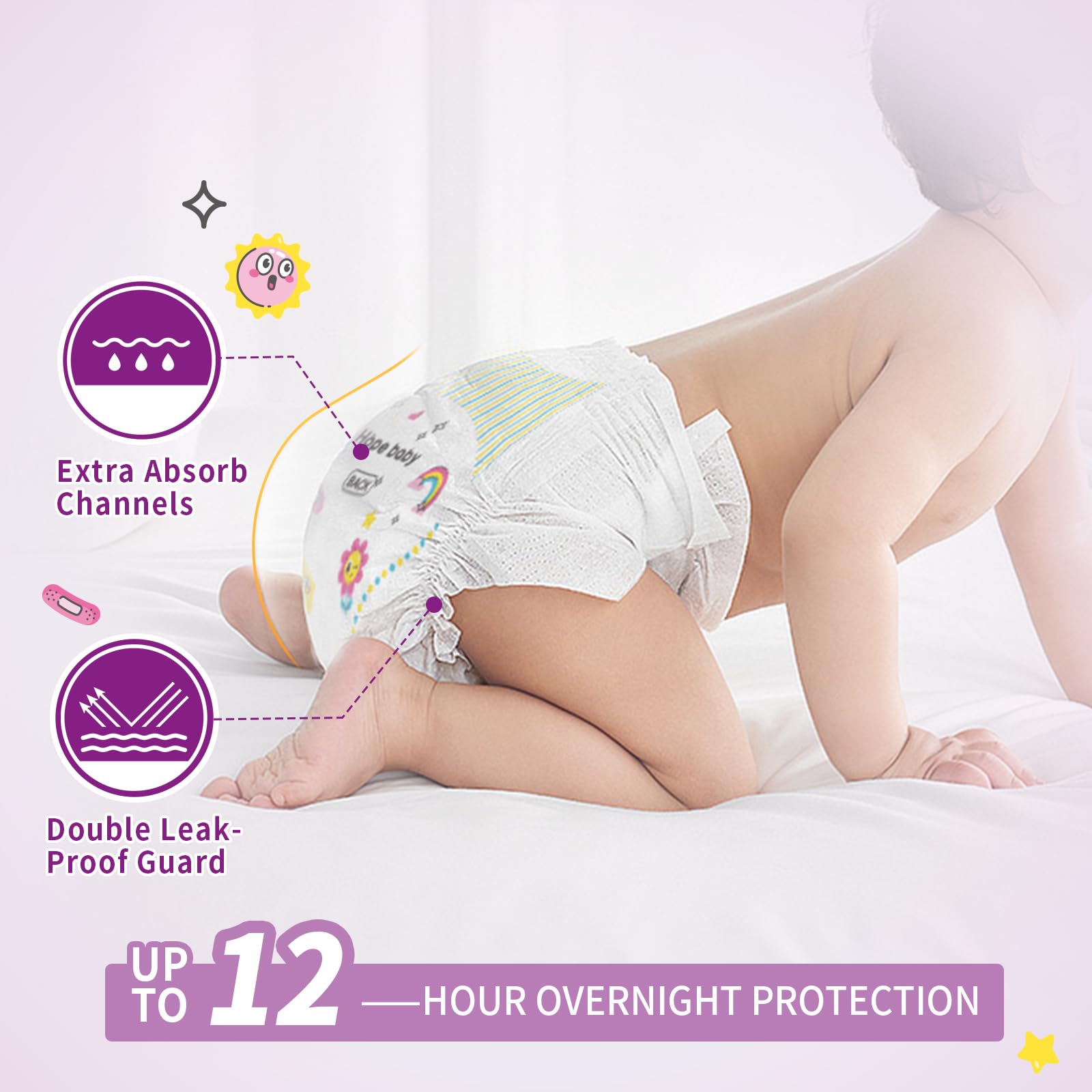 HOPE BABY Diapers Size 4(22-37 LBS) Disposable Baby Diapers Newborn Dry, 38 Count Softness & Comfort Fit, Leak-Proof Overnight Protection, Hypoallergenic with Skin