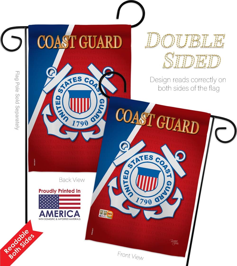 Coast Guard Garden House Flags Set Armed Forces USCG Semper Paratus United State American Military Veteran Retire Official Small Decorative Gift Yard Banner Double-Sided Made In USA 28 X 40