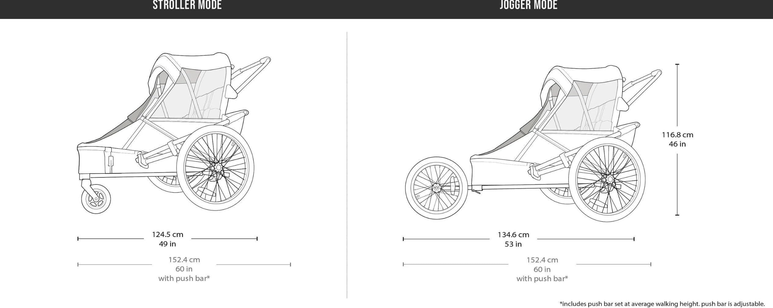 Spezialanhänger für Kinderwagen und Jogging-Sets – Groß – Dunkelgrau/Schwarz