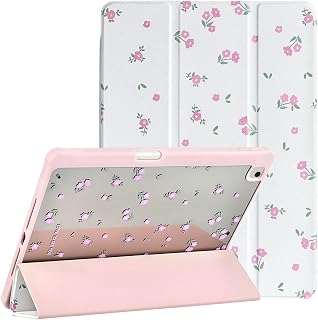 Compatible with iPad 10.2 Inch Case, iPad 9th/8th/7th Generation 2021/2020/2019 Coquette Small Floral Print Design with Pencil Holder Shockproof Flexible TPU Protective Cover,Blossom