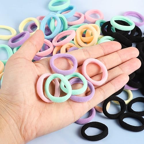 Vista 21 de Juego de 200 ligas para el cabello multicolor sin costuras para niñas, pulseras de telar para niños pequeños, kit de bricolaje