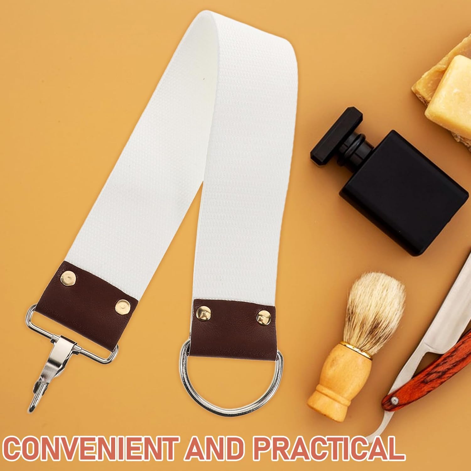 Canvas Straight Razor Stropping Belt Double Layer Razor Sharpening Strap Barber Shaving Strop Home and Salon Use