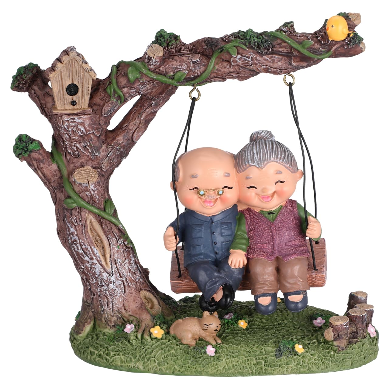 Cabilock Lot de 2 Figurines de Couple marié - Figurine décorative en résine - Statue de Couple d'amoureux - pour Noël, Anniversaire, décoration de Table - Idée - Statue de Grands-Parents