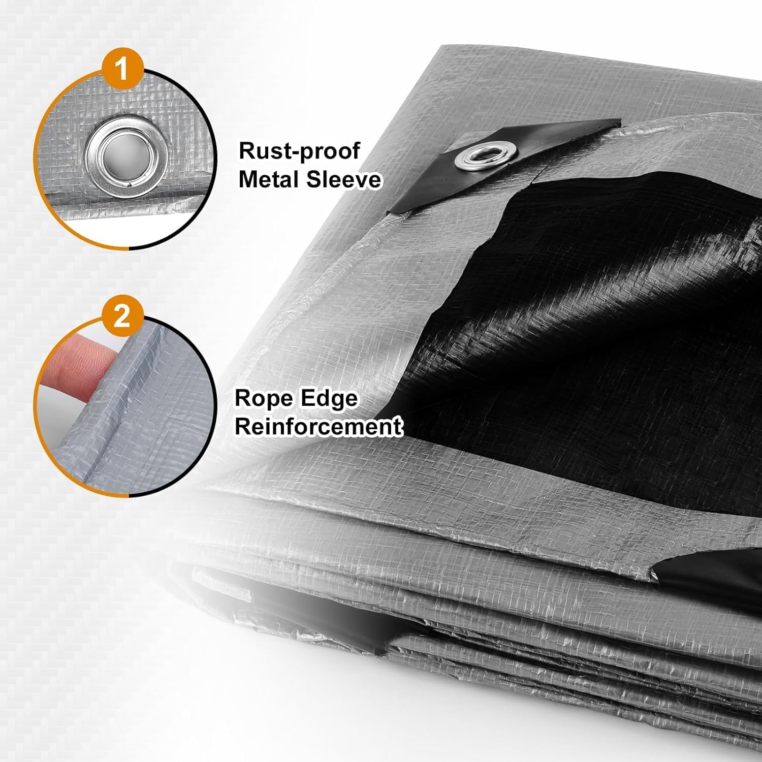 AROIC 10x20FT Waterproof Heavy Duty Tarps, 16 Mil Thick Camping Tarp with 15x17 Weave, Large Waterproof Tarp Tear Resistant UV Resistant Multipurpose Protective Cover for Tent Car Roof Boat