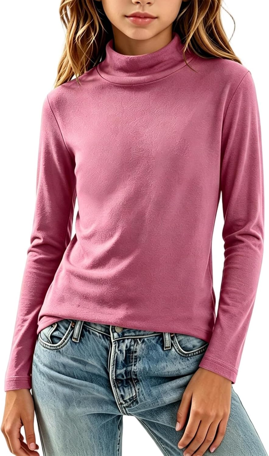 Girls Turtleneck Long Sleeve Shirts Layering Tops 2-13 Years