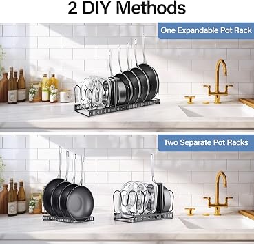 ORDORA Expandable Pots and Pans Organizer under Cabinet with 10 Dividers