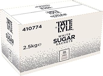 Tate & Lyle White Sugar Sachets   1000   2.5 g Single Serve Sachets Total 2.5 kg | Pure Cane Granulated Sugar   Vegan, Halal, Kosher, Just-Sweet