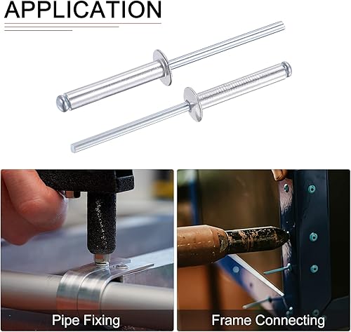 Miniatura 10 de DTGN Remaches ciegos de 0.197in x 0.512in (DxL)  Paquete de 120  Bueno para la unión de maquinaria  Remache de extremo abierto de cúpula de aluminio