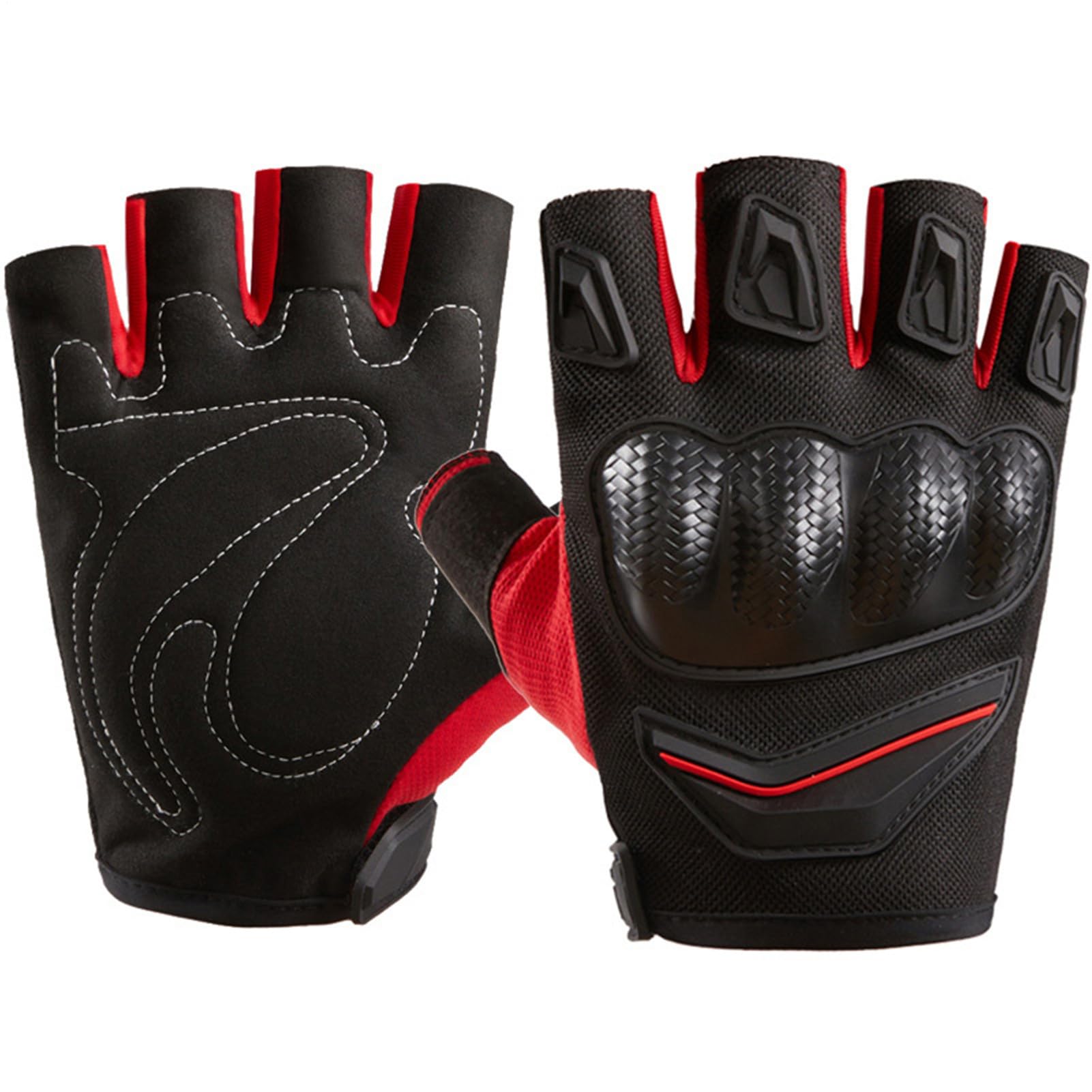 Motorcycle Half Finger Riding Gloves Fingerless Biker Mitten Anti-Slip Half Finger Mitten Summer Riding Protective Gauntlet Woven Shell
