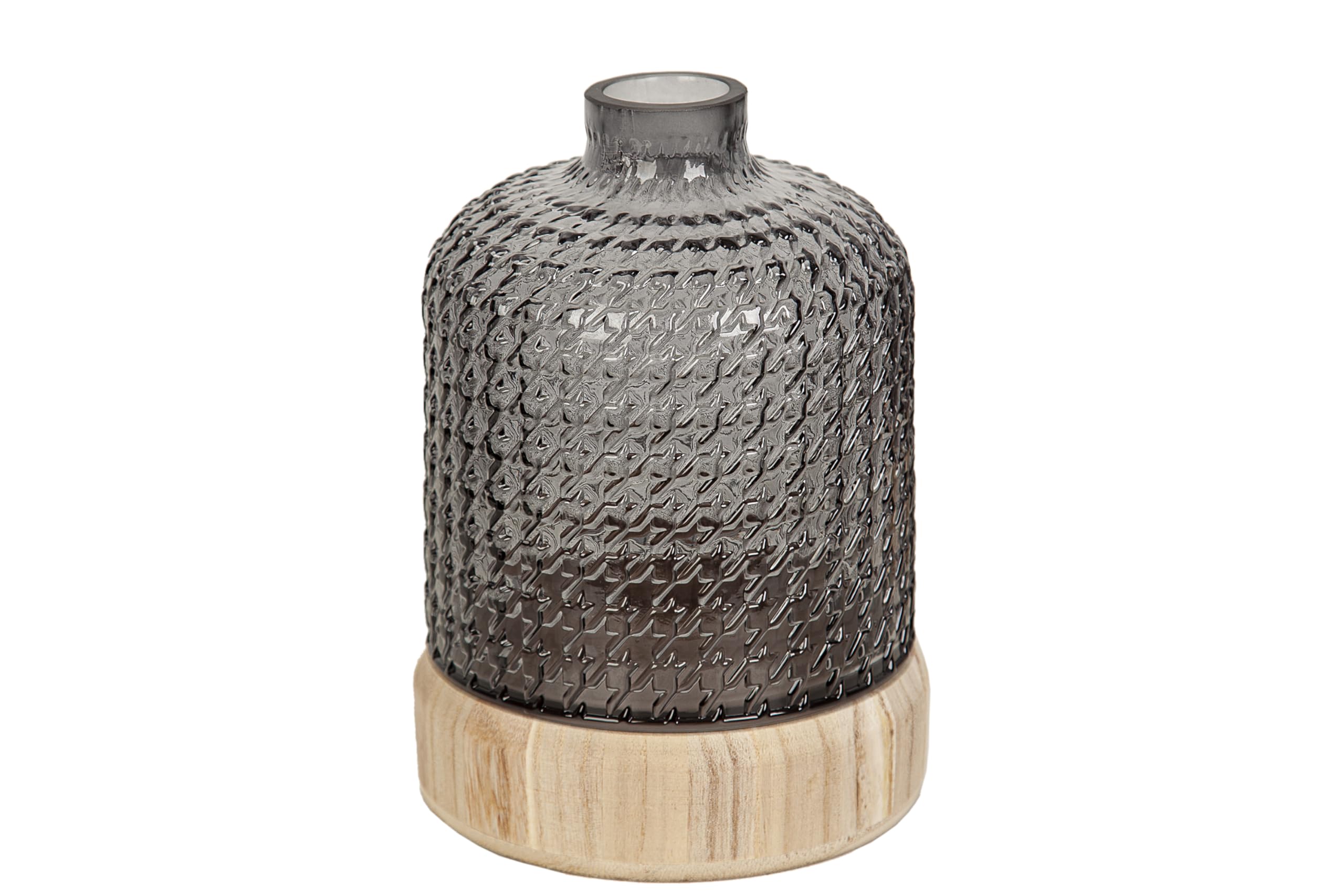 Vase en verre artisanal haut de gamme avec support en bois noble