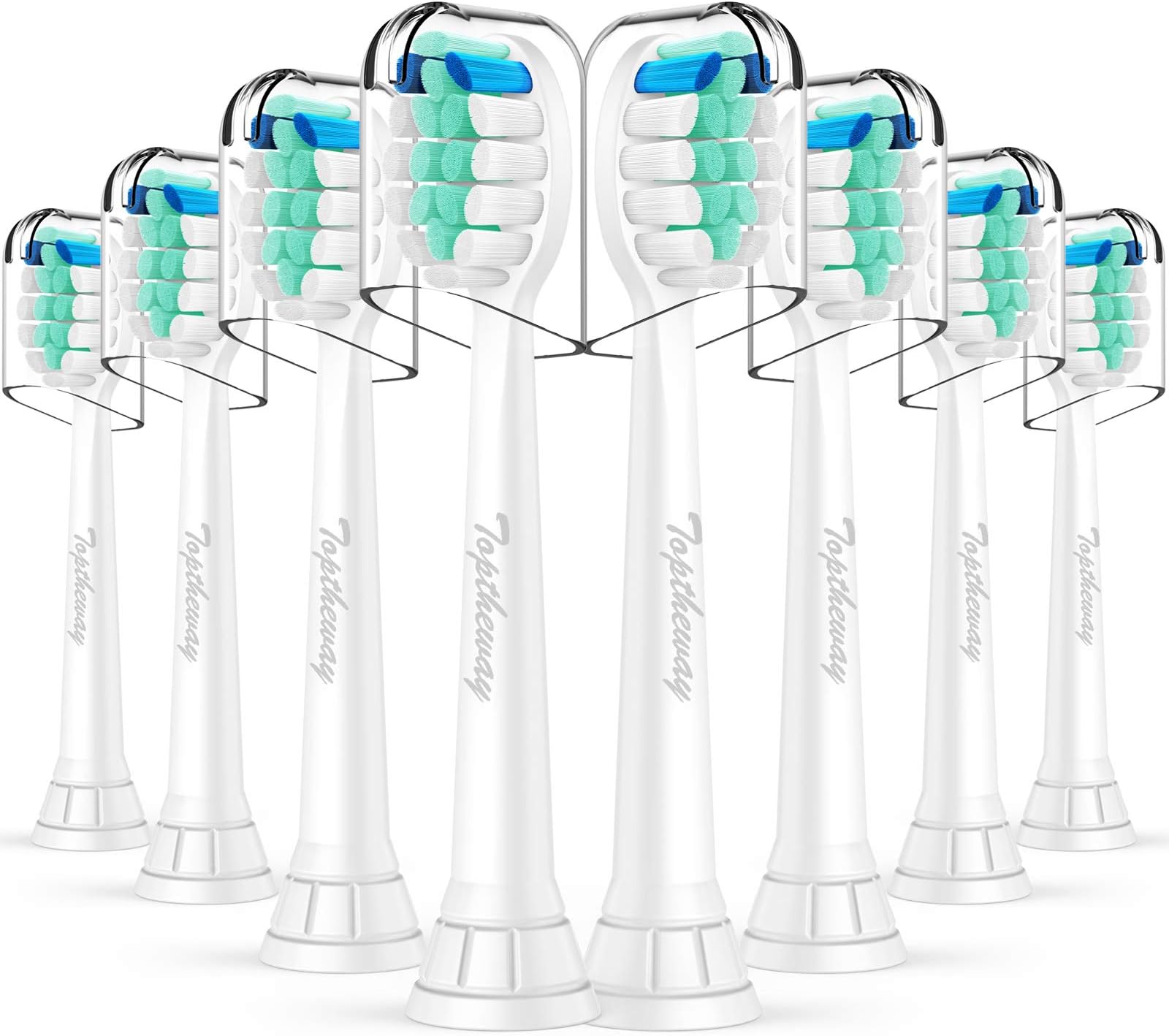 Toptheway Replacement Toothbrush Heads for Phillips Sonicare DiamondClean Protectiveclean 2 Series Dailyclean Plaque Control Electric Toothbrush 4100 5100 C2 C3 W2 G2 HX9023, 8 Pack
