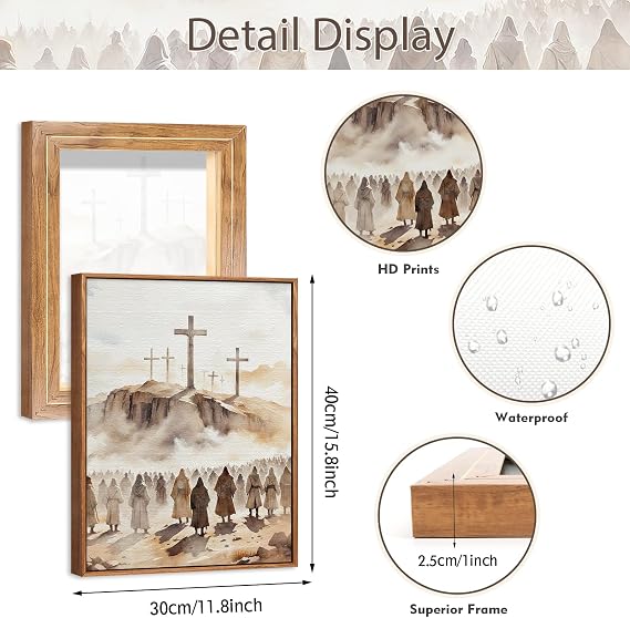 CHDITB 3Pcs Large Jesus Neutral Framed Canvas Wall Art Set,Christ Church Home Wall Decor,Christian Bible Story Religious Boho Artwork for Living Room,Bedroom,Churches,Prayer Room Decor 30x40cm