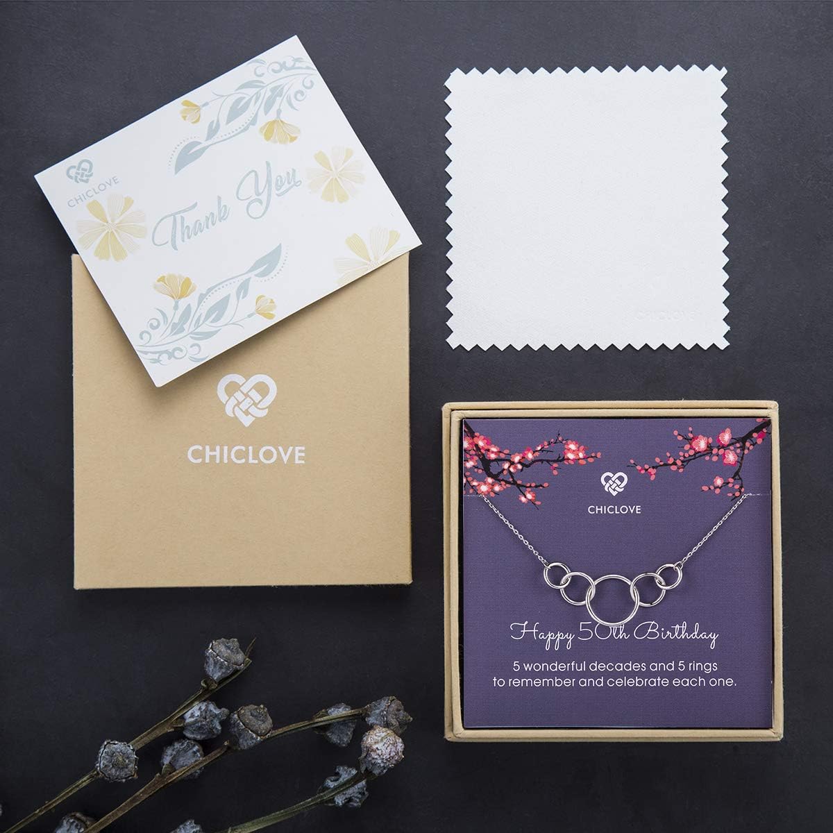 50th Birthday Gifts for Women - 925 Sterling Silver Infinity Five Circle Necklace for Her, 5 Decade Jewelry 50 Years Old, Mothers Day Jewelry - Image 6