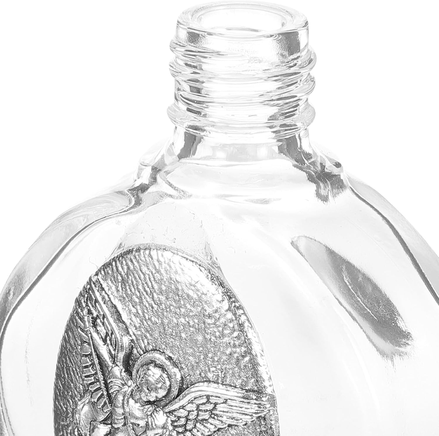 Toddmomy Embossed Holy Water Bottle Set, 4Pcs Glass Decorative Bottles for Home Wedding Baptism Metal Engraved Water Containers Small Glass Containers with Metal Embossing for Holy Storage