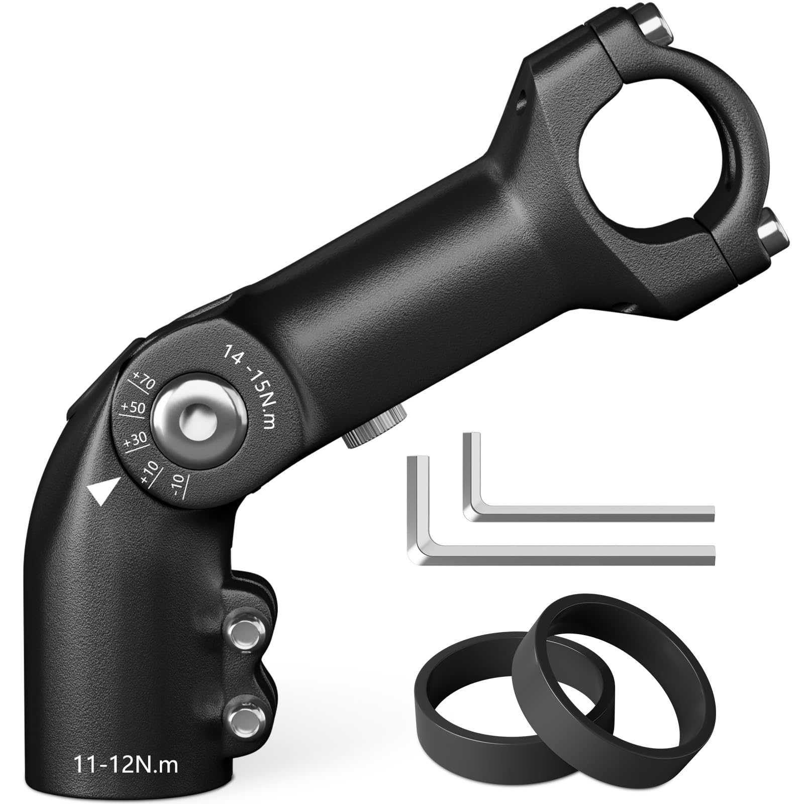 CLOPAE Regulowany wspornik kierownicy, podwyższenie kierownicy (-10° do +70°), 31,8 mm x 110 mm, podwyższenie kierownicy rowerowej, sześciokątny otwór, podwyższenie kierownicy do rowerów MTB