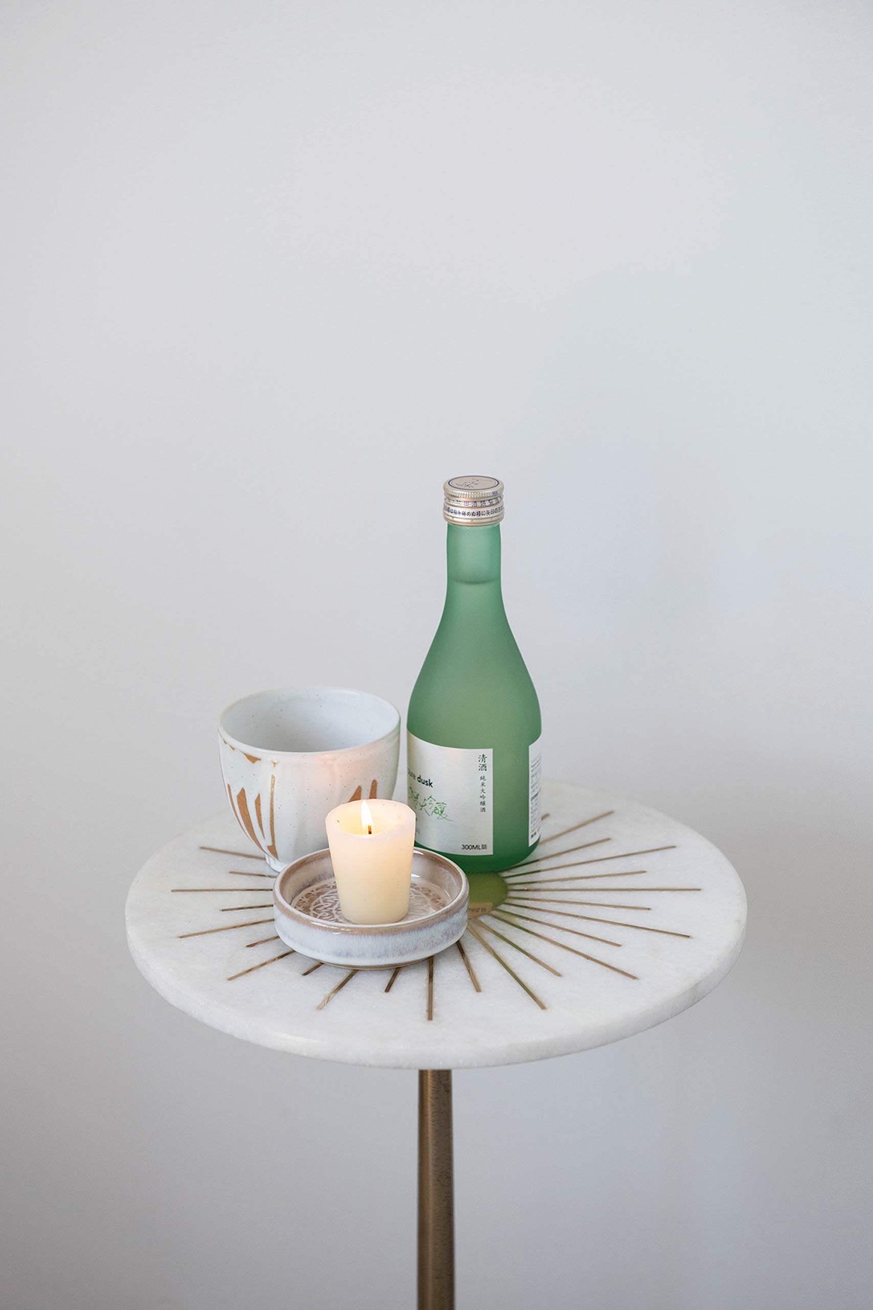 Creative Co-Op Luxe Aluminum and Marble Martini Table, Gold