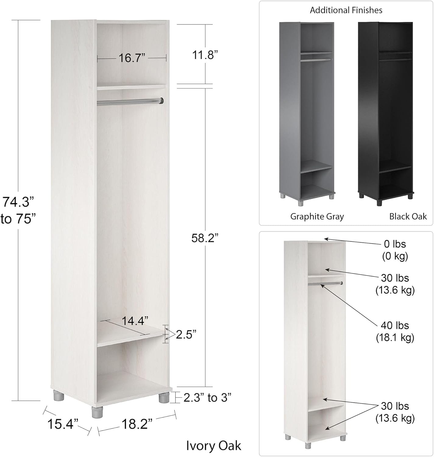Systembuild Evolution Camberly 18" Mudroom Cabinet, Graphite Gray