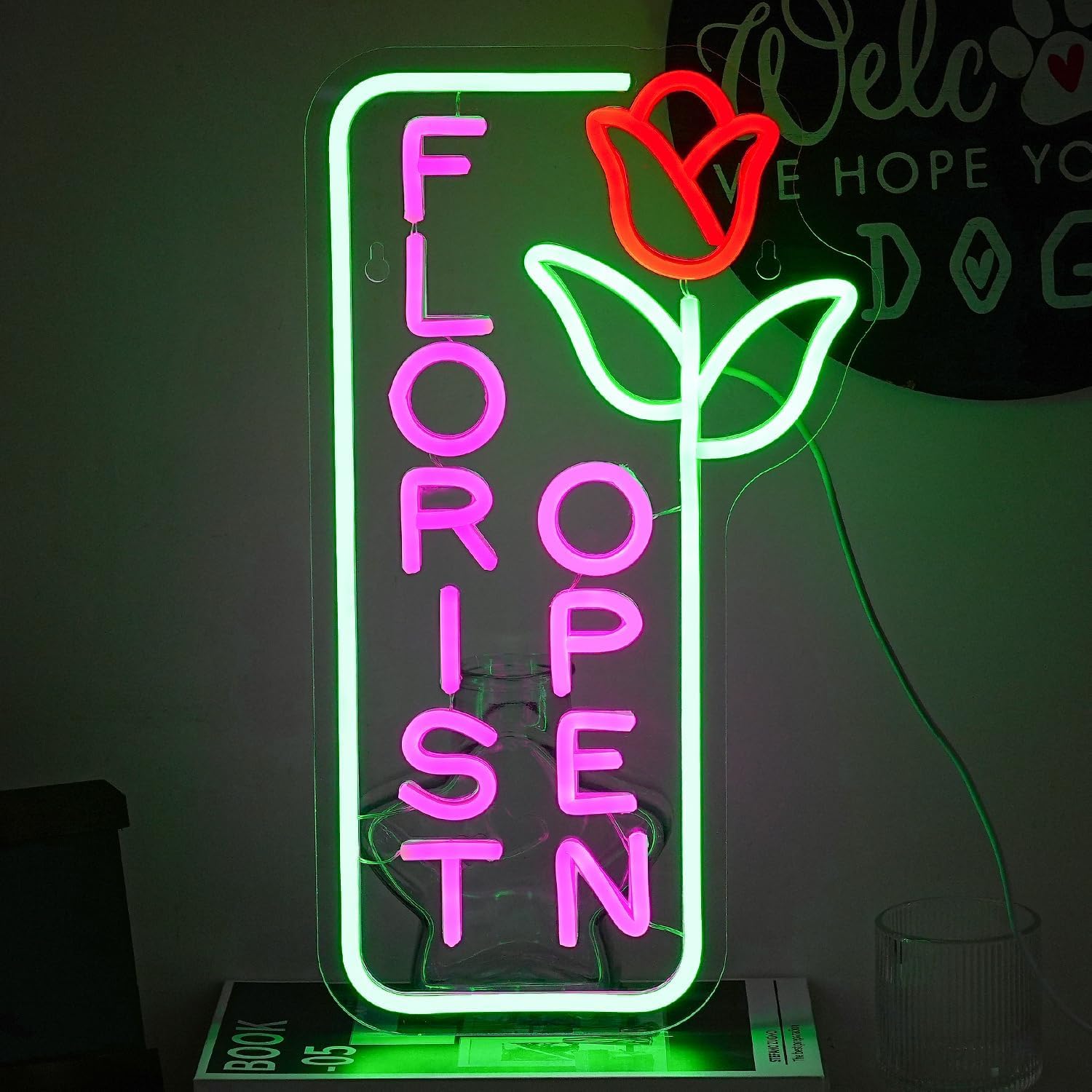 Florist Neon Sign for Business Open Neon Light Flower LED Neon Signs Colorful LED Neon Light for Flower Shop Supermarket Store Decoration