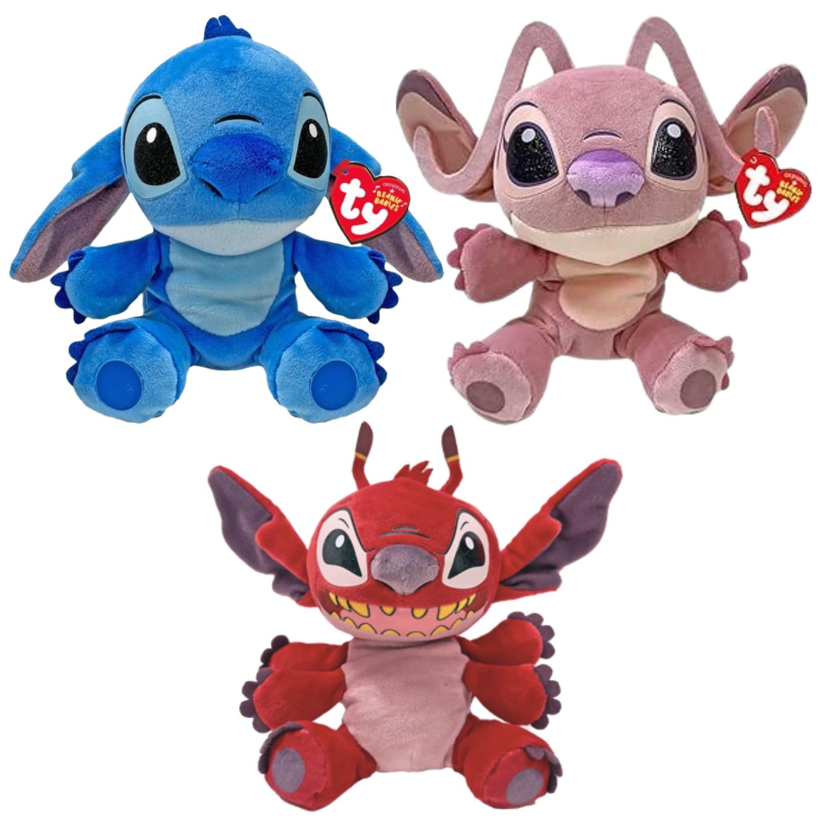 TY Disney Stitch, Angel and Leroy Beanie Babies 3-Piece Multipack – Soft Plush Toy for Kids – Collectible Cuddly Character Plush — image 1