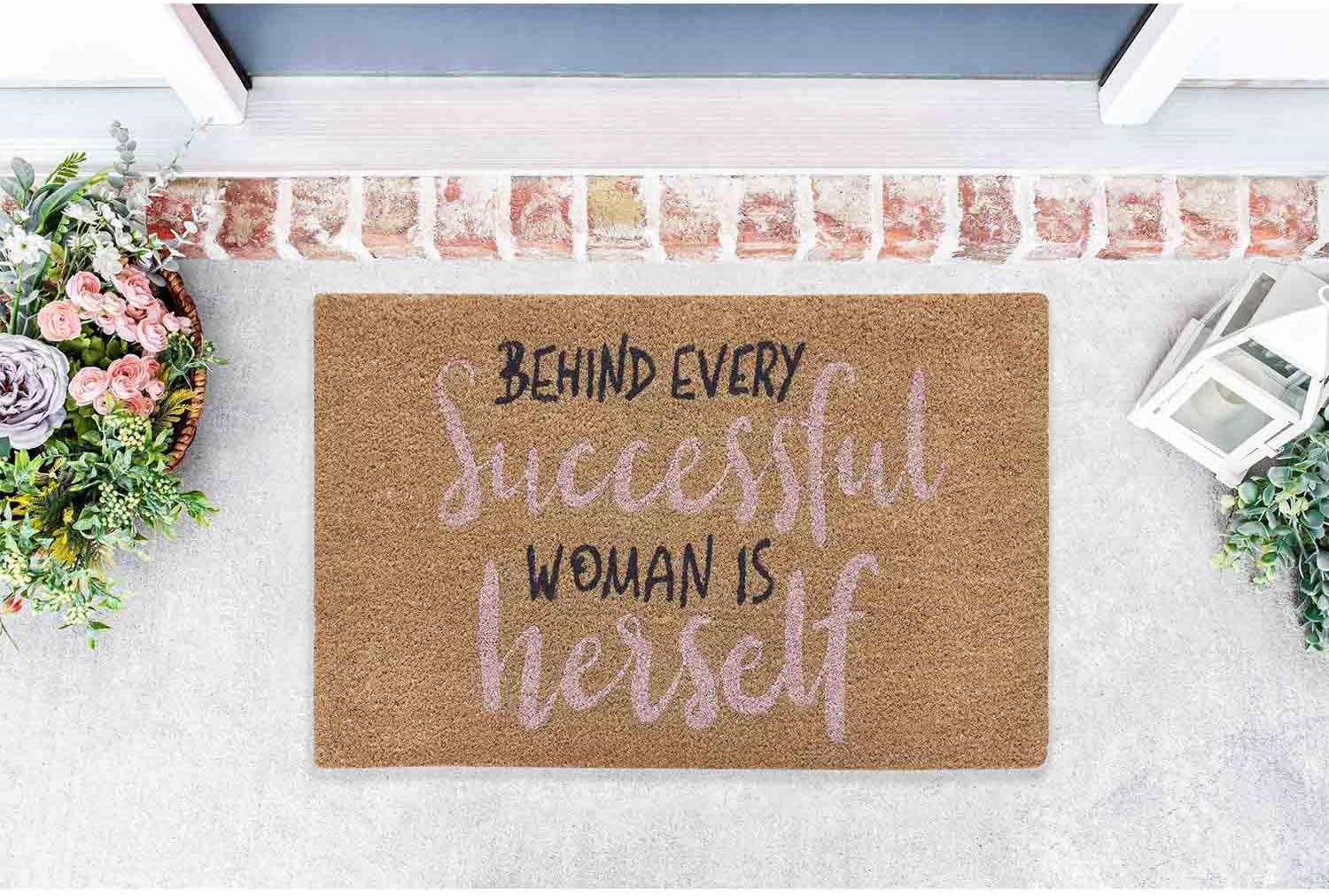 VCNY Home - Doormat, Outdoor Coir Doormat with Vinyl Backing, Perfect for Mother's Day, Floral Home Decor (She Believed Pink/Purple, 17" x 28")