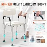 VEVOR Siège de Douche Antidérapant Hauteur Réglable 39-52 cm Chaise de Douche 158,8 kg Fauteuil de Bain avec Accoudoirs Dossier Aide à la Douche pour Personnes Âgées Femmes Enceintes Salle de Bain - 3