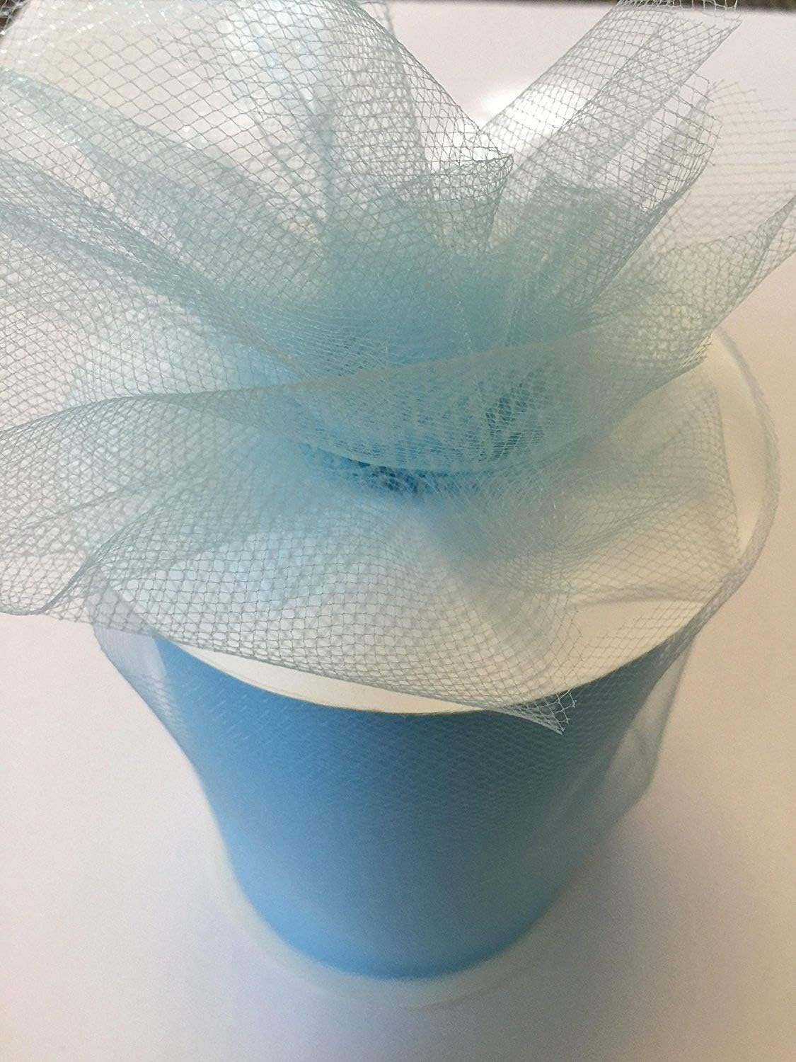 Tulle Fabric Spool/Roll 6 inch x 100 yards (300 feet), 34 Colors Available, On Sale Now! (light blue)