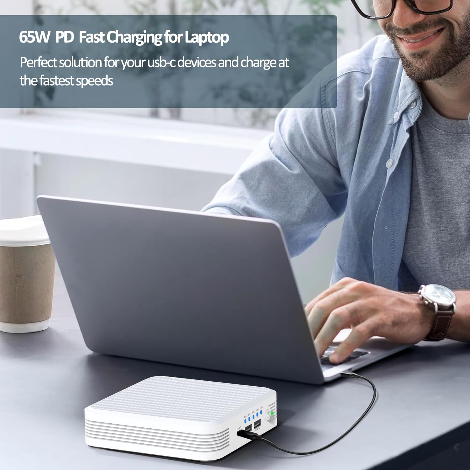 HANGXIN Portable Charger with 100W AC Outlet, 65W PD Fast Charging Portable Laptop Power Bank, 20000mAh/72Wh Battery Pack Power Supply for Business Travel and Outdoor Activities
