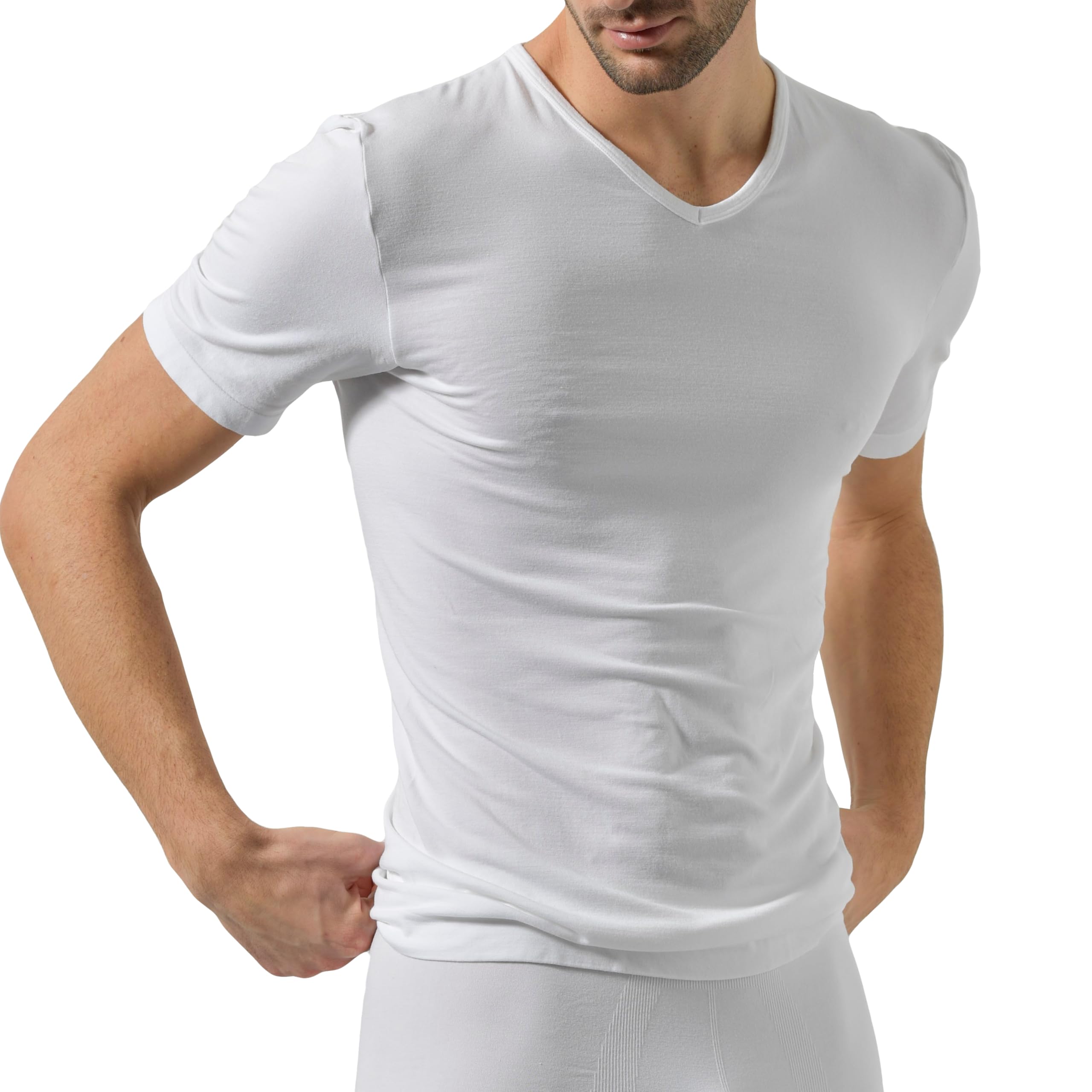 Risalti Tee Shirt Homme Col Roulé Sans Couture - Tshirt Homme En Viscose De Bambou, T-Shirts à Manches Courtes Homme Plus Doux Que Le T Shirt Homme Coton, Vetement Homme - Made In Italy