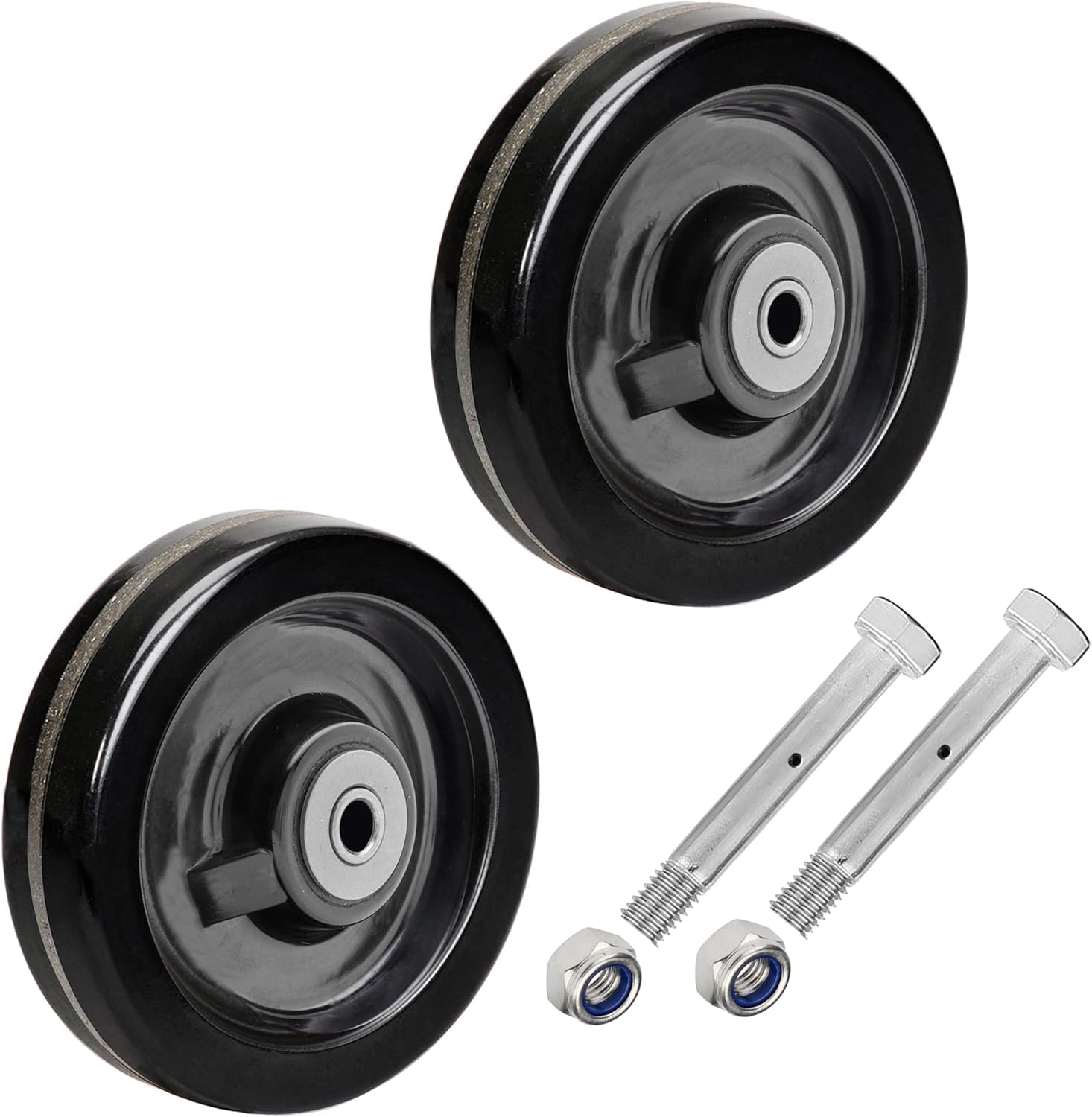 SY America 5"x2" Width 2 Pack Phenolic Wheel w/Rolling Bearing & Steel Bushing 1/2" Axle Diameter Casters Total Capacity 2000 lbs(5 inches Pack of 2)