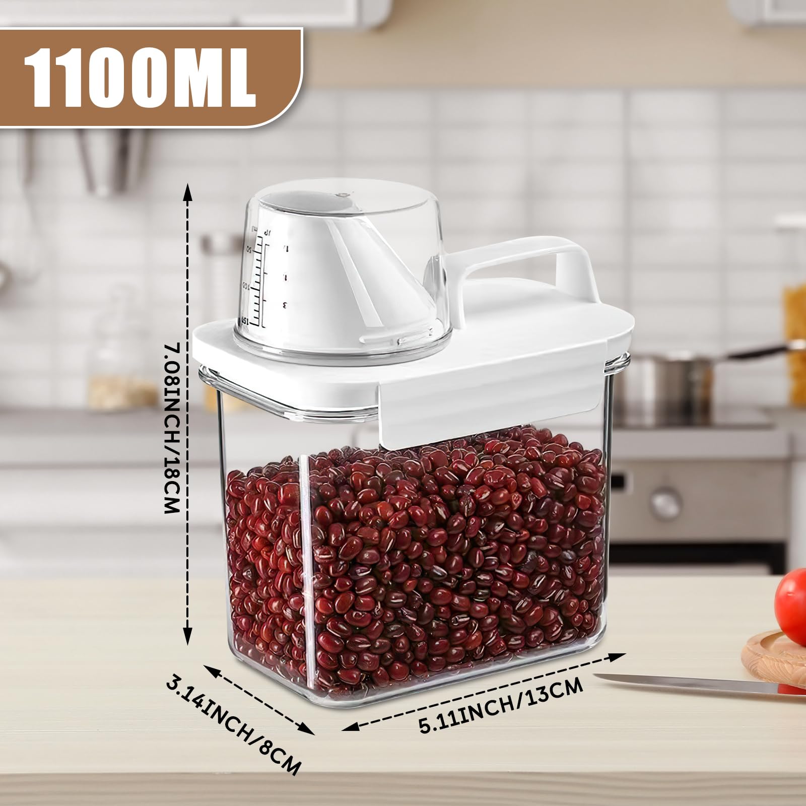 Contenitore Ermetico La Llareta 1100ml - Dispenser Per Riso, Detersivo, Cereali