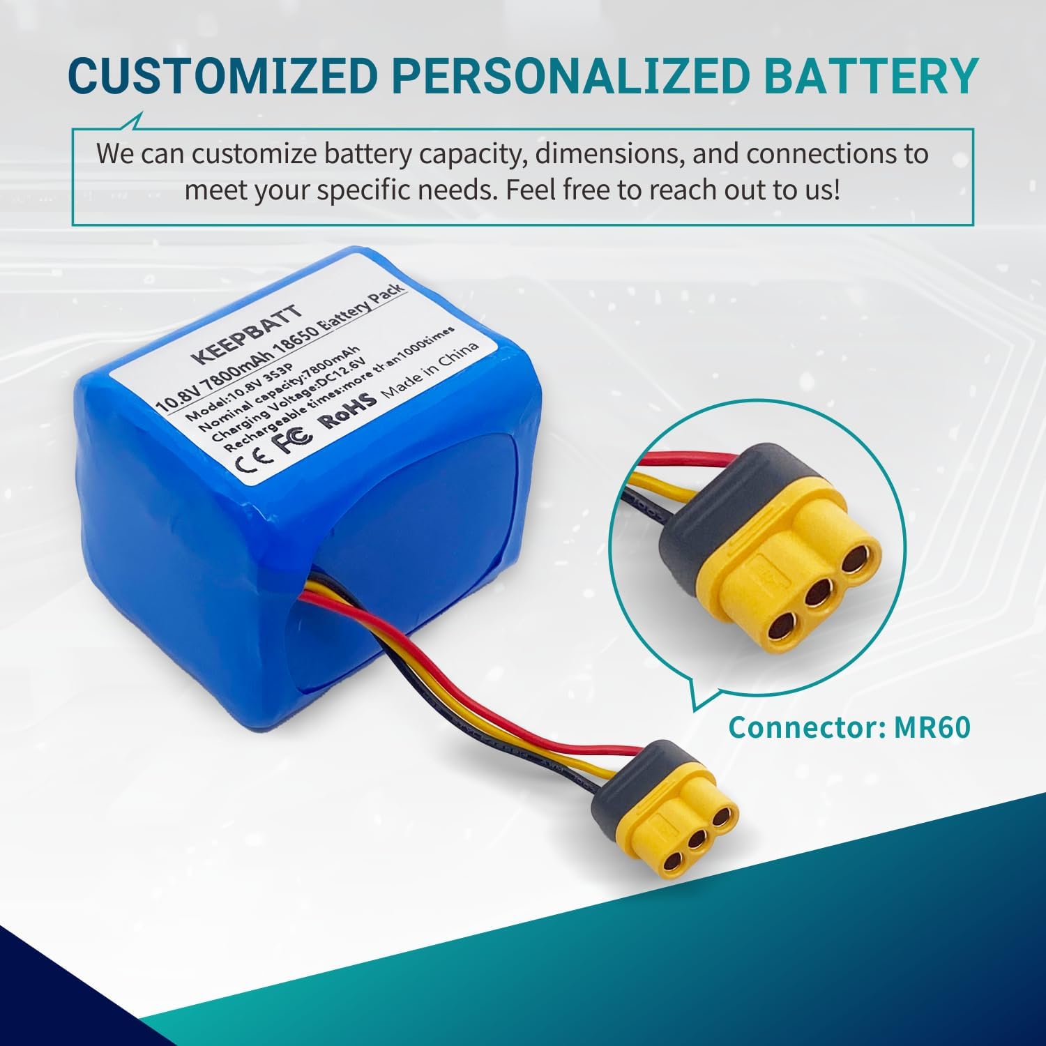 10.8V 7800mAh Replacement Battery Pack Suitable for Aiper Seagull Plus Pool Vacuum (12.6V Charging Voltage)