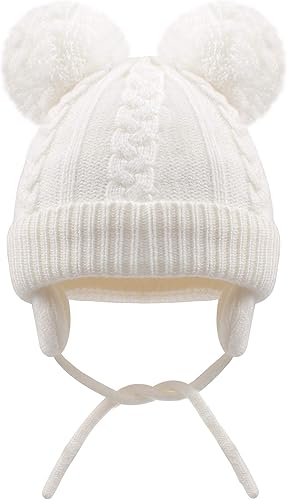 Miniatura 2 de Duoyeree Gorro de invierno para niños pequeños con solapa para las orejas, bufanda gruesa y cálida gorra de calavera para niños y niñas