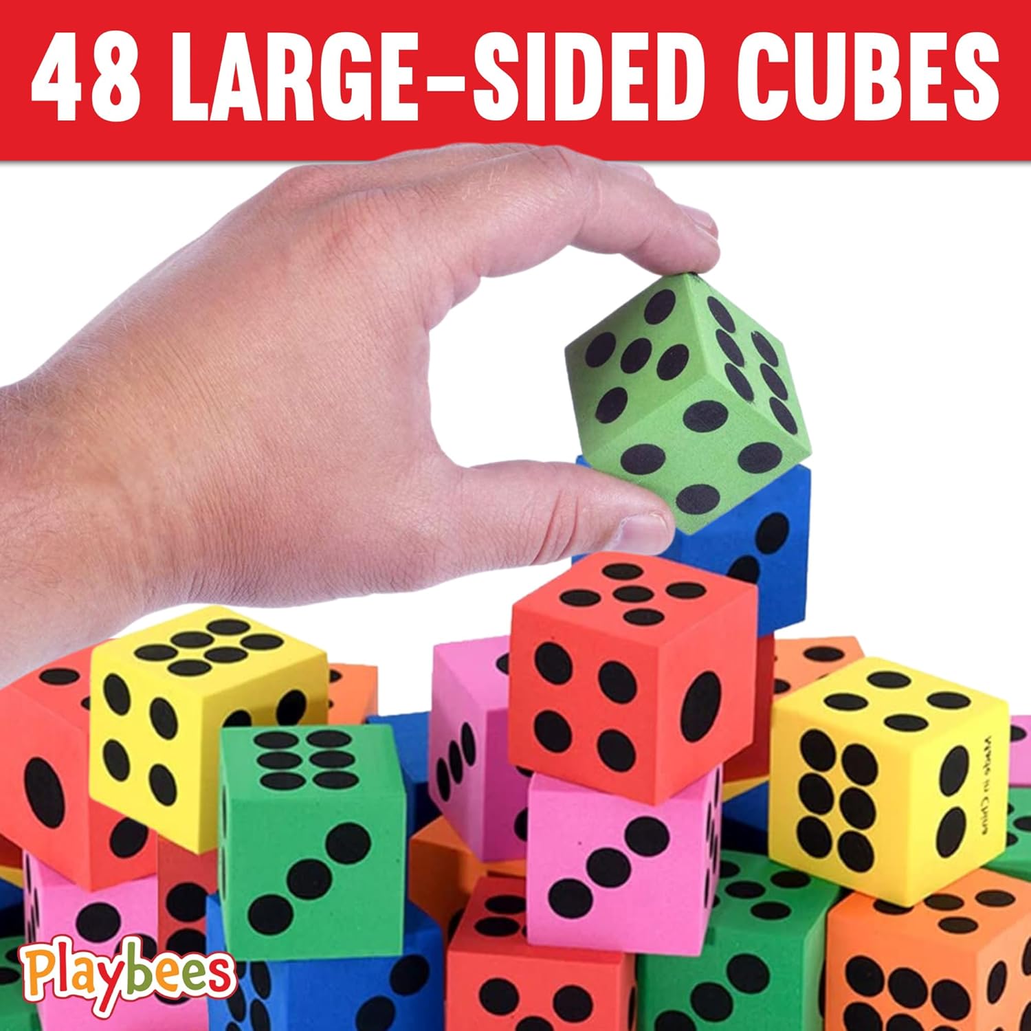 Big Foam Dice Set - 48-Pack, Jumbo, and Colorful Dice for Kids - Ideal for Boosting Math Skil in The Classroom, Great Gifts, and Party Fun