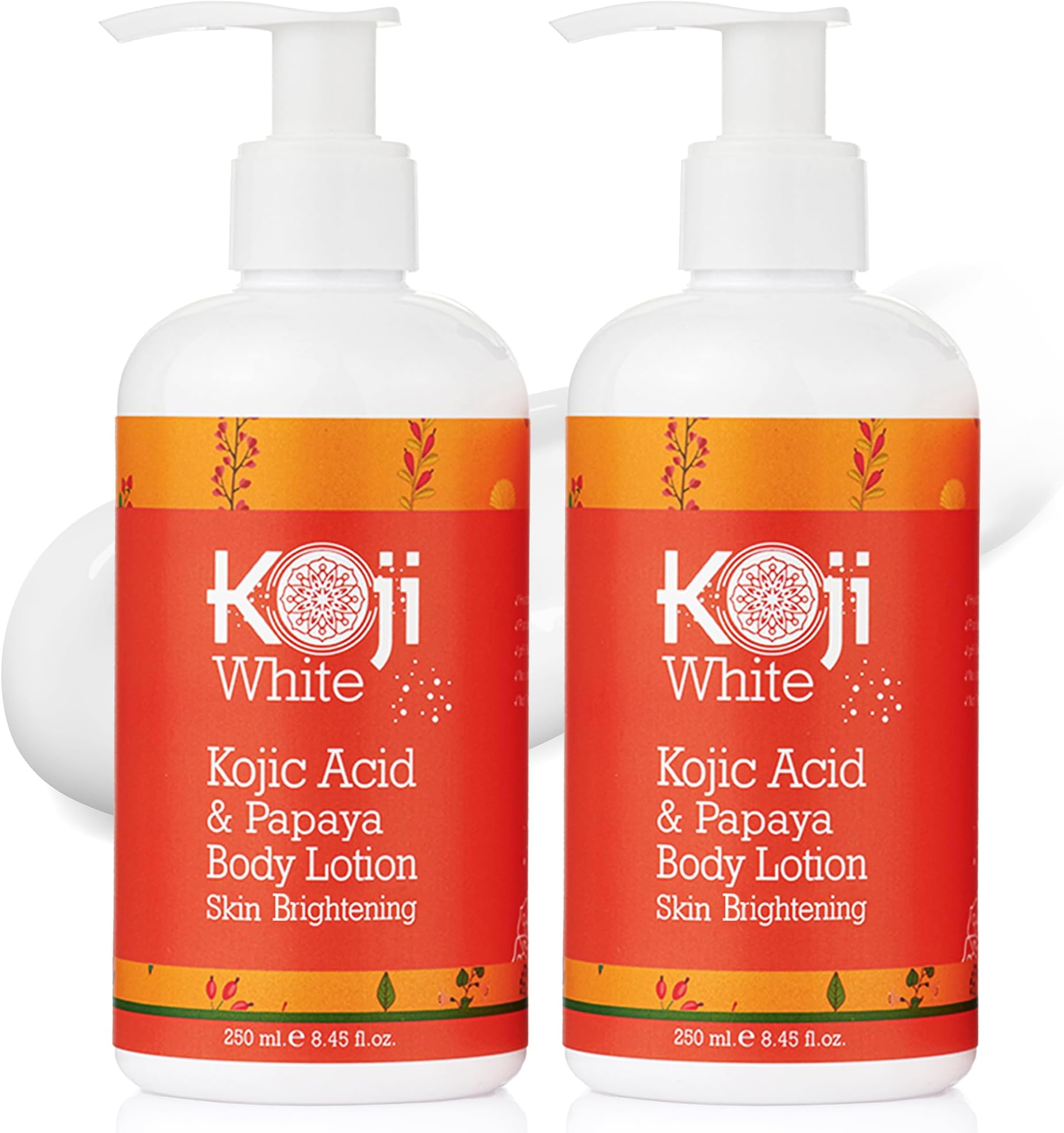 Kojic Acid & Papaya Body Lotion, Women Gift Sets for Skin Brightening, Nourishing, Skin Radiance, Rejuvenate Skin Cells, Quick Absorbing, Vegan, Not Tested on Animals, 8.45 Fl Oz (2Bottles)