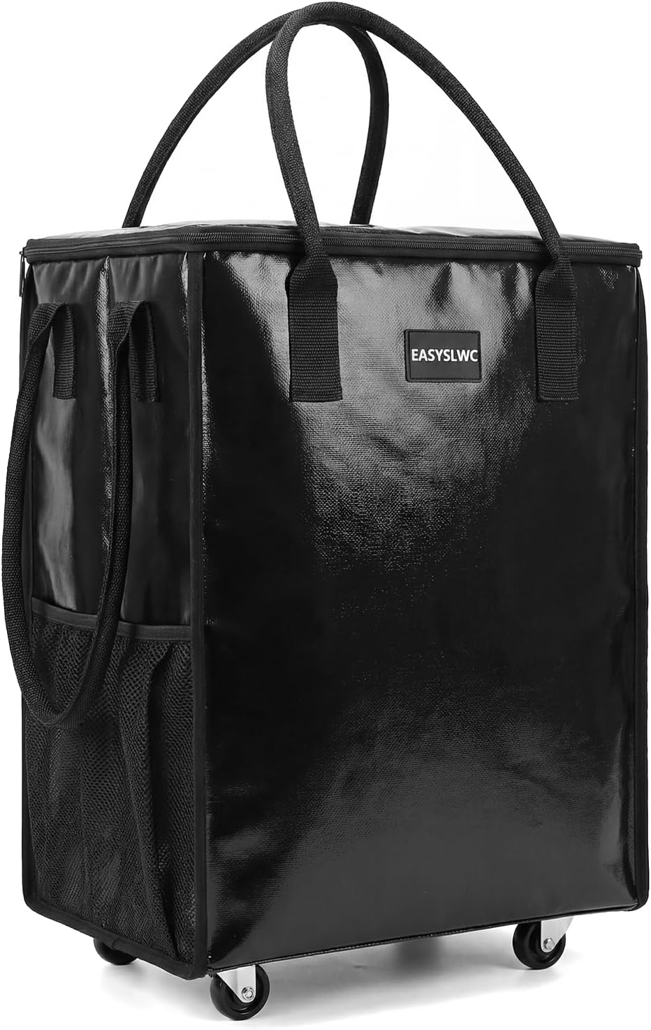 Reusable Hauler Rolling Tote Bag, Collapsible Portable Shopping Cart with Wheels for Groceries, Apartments Laundry, Organization, Heavy Duty Utility Tote, Basket with Wheels, Travel and Moving, 75lbs