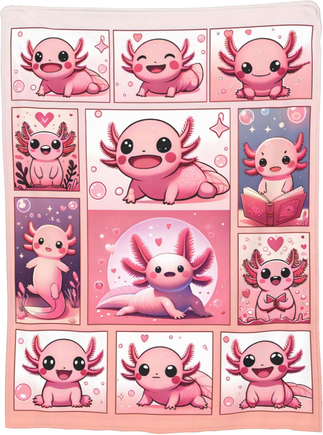 Pink Axolotl Blanket Lovely Axolotls Gifts for Kids Adults Soft Warm Lightweight Cozy Cute Animal Throw Blankets for Bed Living Room Sofa Couch Birthday Decor 40x50in