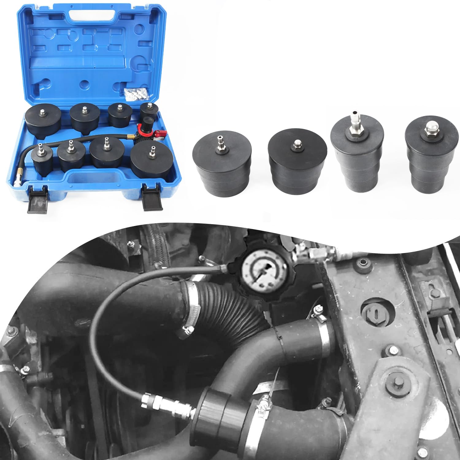 9 Piezas Probador de Fugas Turbo Boost,con Probador de Manómetro,para el Taller de Automóviles y Camiones