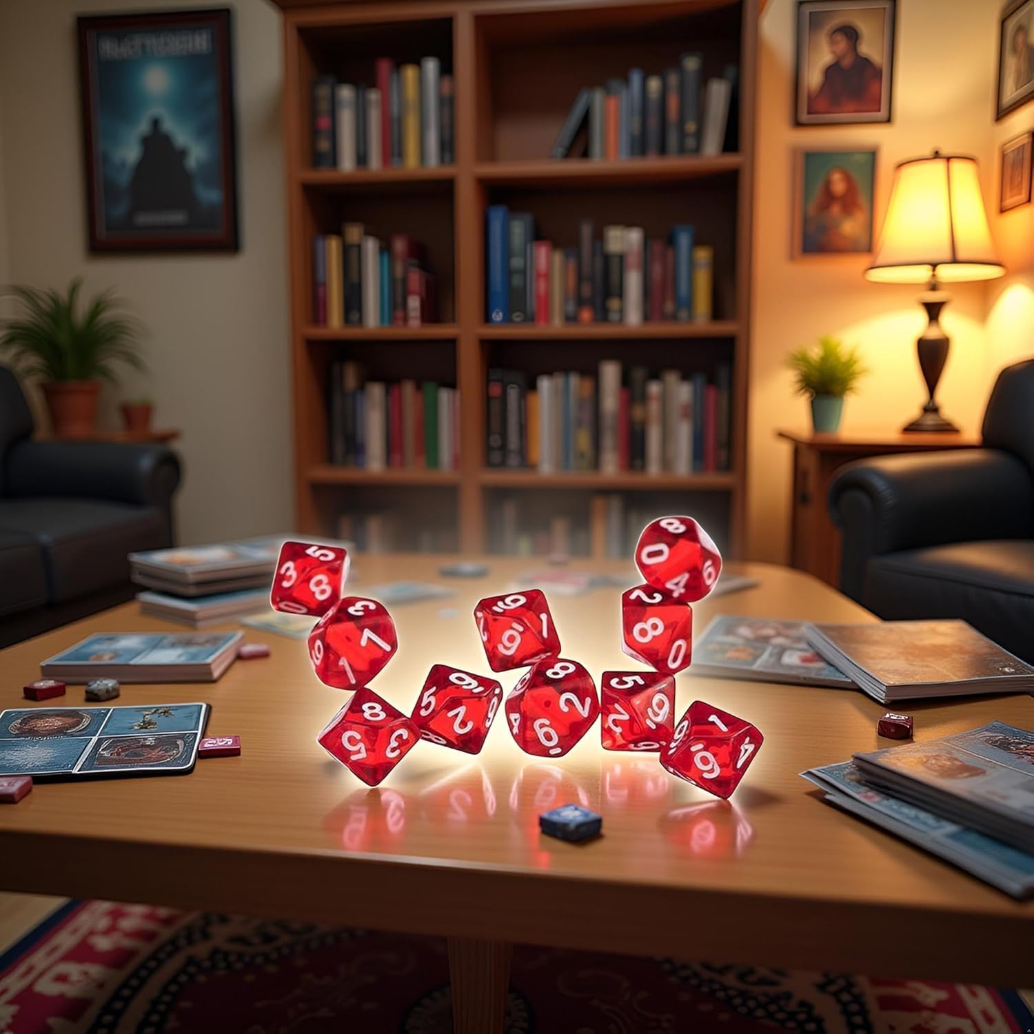 10 Pcs Red D10 Polyhedral Dice, Role Playing, Family Party Favor - Image 2