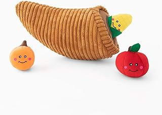 ZippyPaws Holiday Burrow Interactive Dog Toys - Hide and Seek Dog Toys and Puppy Toys, Colorful Squeaky Dog Toys, and Plush Dog Puzzles, Cornucopia