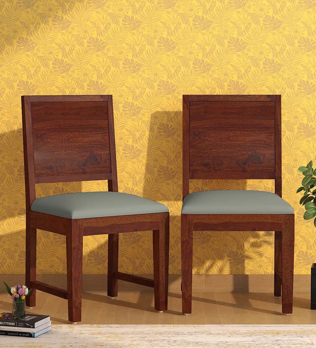 Handicraft Solid Sheesham Wood Naquin Dining Chair Set of 2 with Cushion for Dining Room Home Office Wooden Study Chairs for Students Garden Outdoor Dining Room Furniture | HoneyFinish-image-47