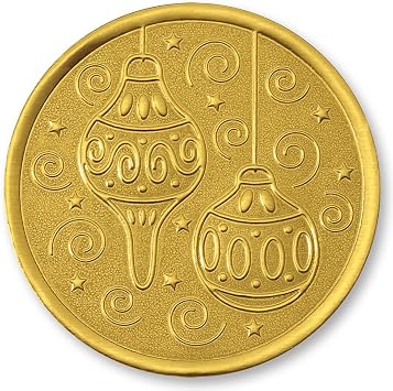 PaperDirect Gold Embossed Foil Holiday Seals, Ornaments and Swirls Design, Self-Adhesive Round Stickers for Christmas Cards, Gift Wrapping, Envelopes, Crafts, Pack of 48