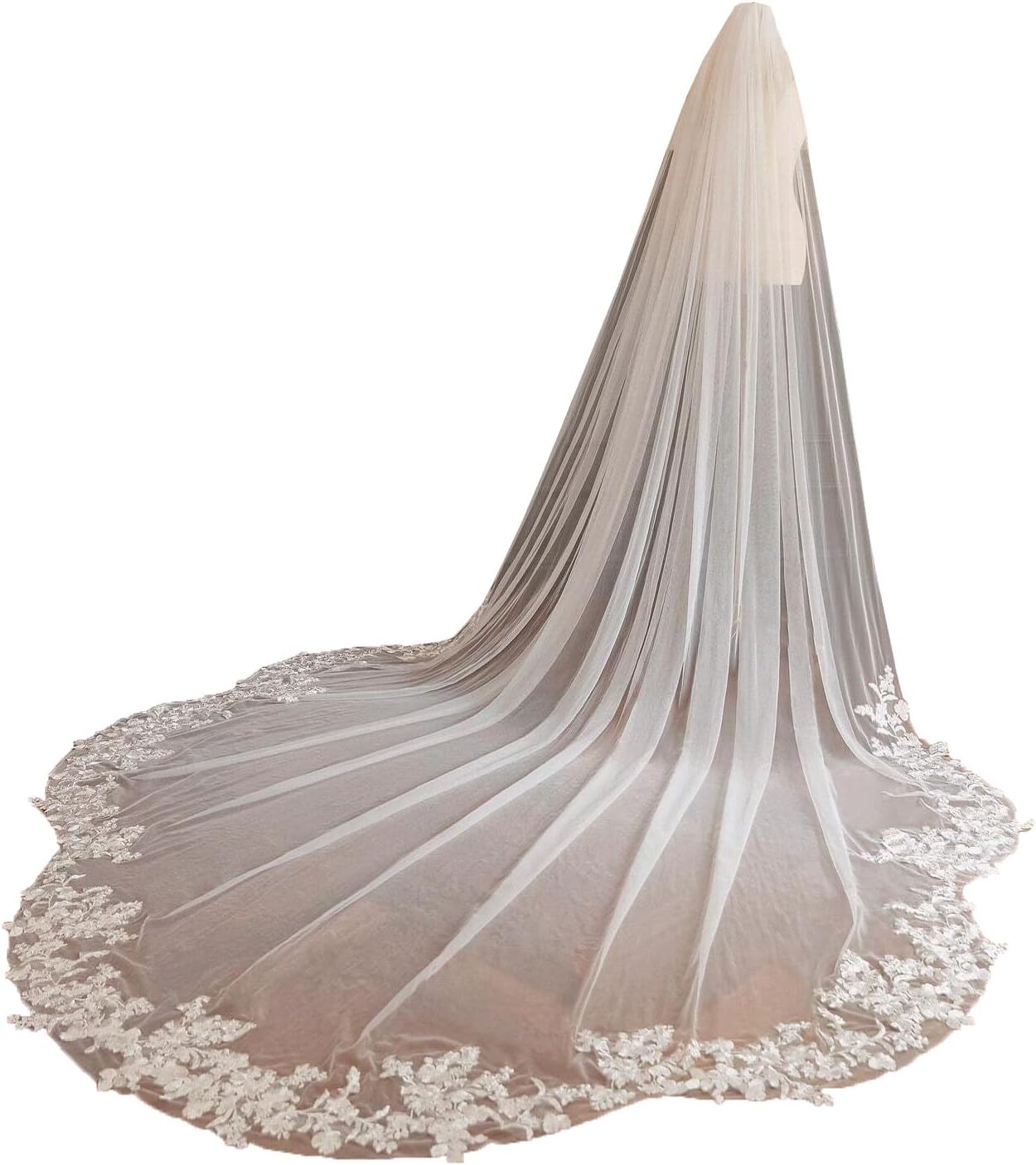 Petal Shape Wedding Bridal Veil With Metal Comb White Ivory