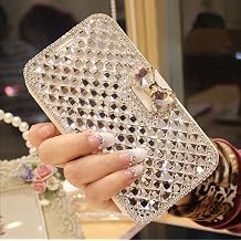 Compatible with Galaxy A55 Wallet Case, Luxury Cute Shiny Bling Glitter Bowknot Crystal Diamond Rhinestone Wallet Flip Stand Case Kickstand Protective Full Body Cover with Card Slot