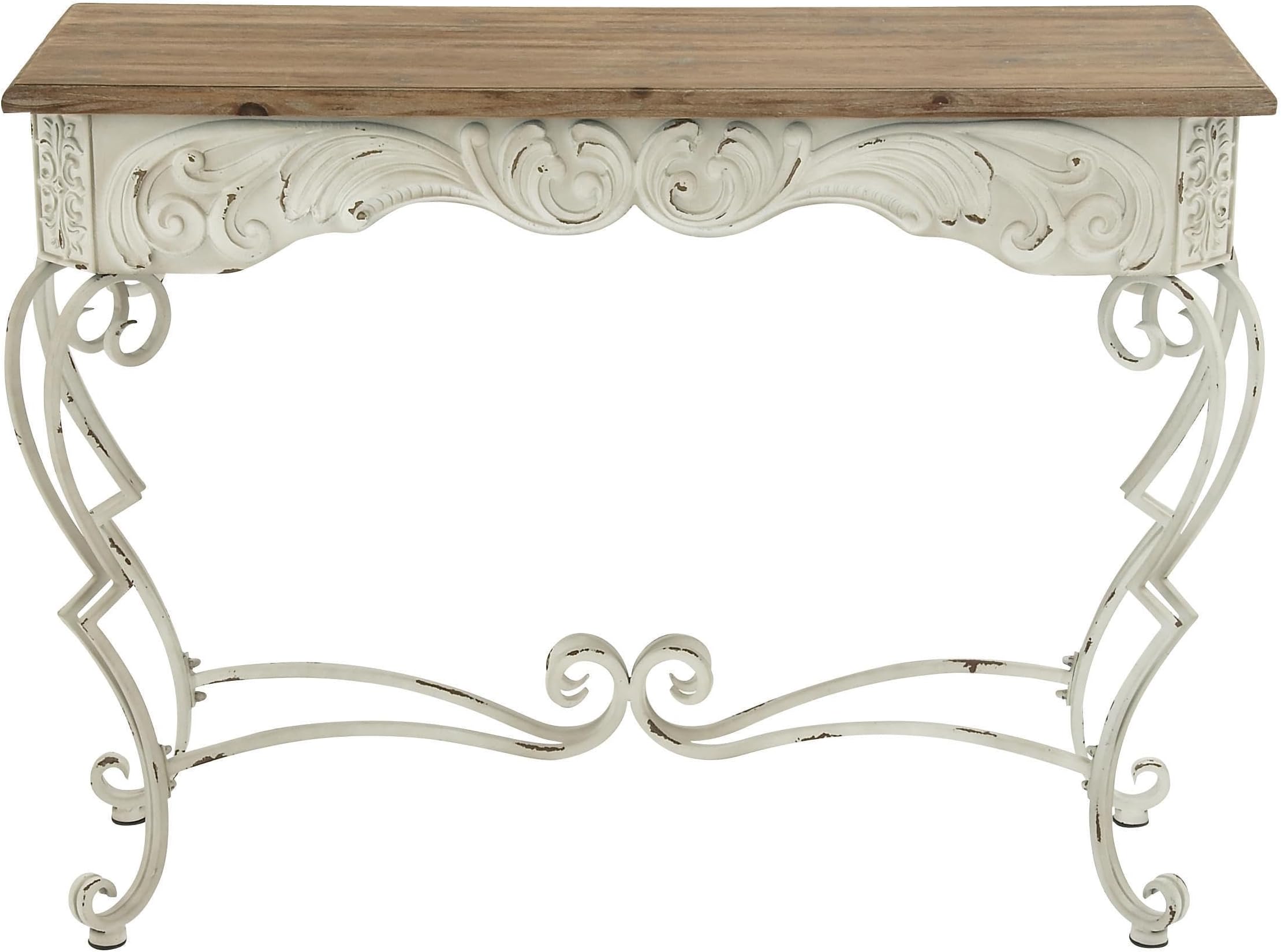 Farmhouse White Metal Console Table