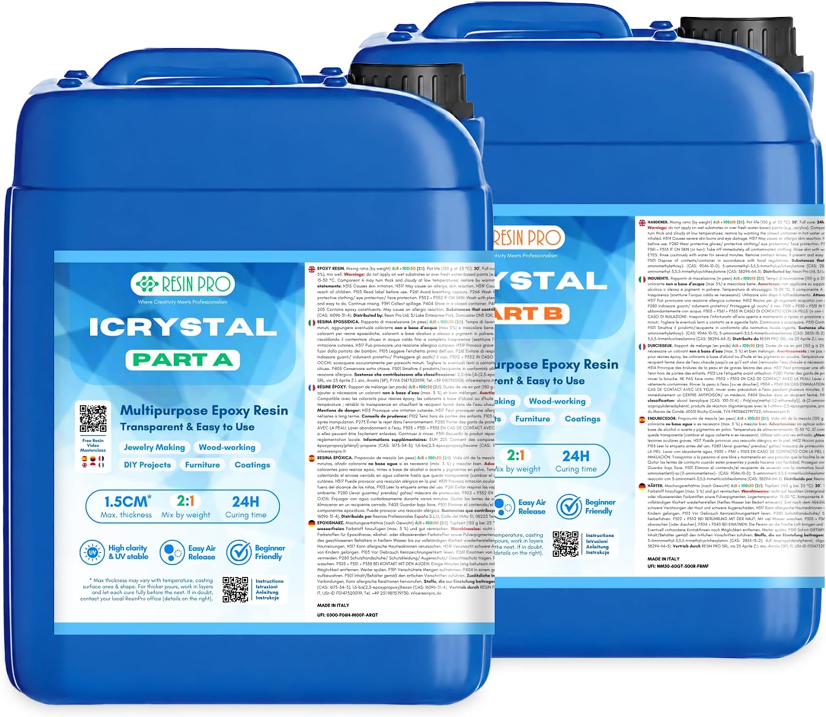 ICrystal Clear Epoxy Resin - 3kg | Quick Dry Non-toxic Clear Epoxy Resin and Hardener for Wood, Fabric, Glass and Paper, DIY Art Diecast Jewelry Making Coasters and Surface Coating