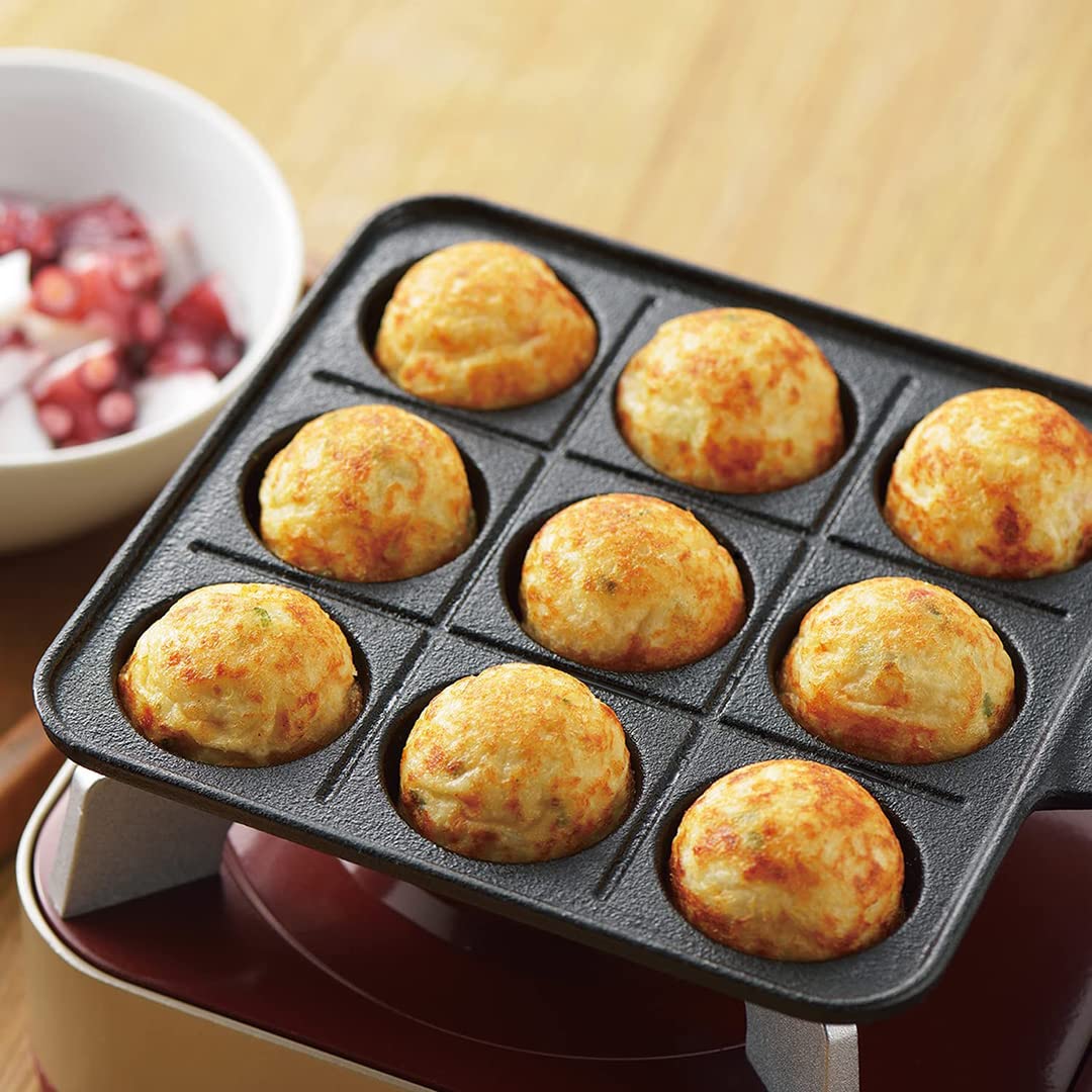 TIKUSAN Takoyaki Pan in Ghisa Piastra Giapponese per Gas 9 Stampi