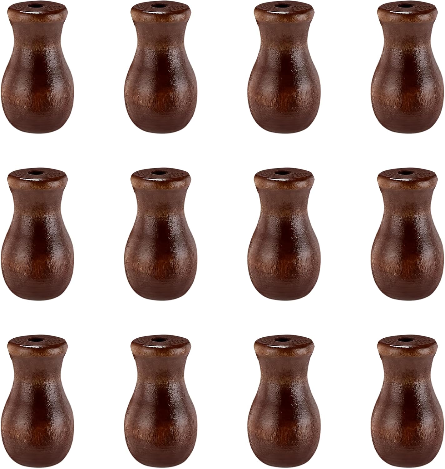 12PCS Wood Cord Tassels Brown Wooden Pull Knobs for Window Blinds Roman Shades Curtain Hanging Ball Pulls Craft Accessories 32x19mm